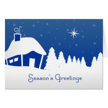 Season's Greetings winter scene Greeting Cards