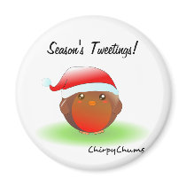 Season's tweetings Christmas Robin Refrigerator Magnets