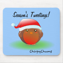 Season's tweetings Christmas Robin Mousepads