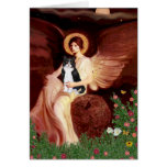Seated Angel - Black and White Cat Greeting Card