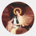 Seated Angel - Black and White Cat Sticker