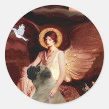 Seated Angel - Bull Mastiff #1 Round Sticker