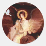 Seated Angel - Orange Tabby SH cat 46 Round Stickers