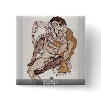 Seated Couple By Schiele Egon Button