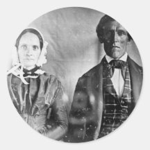 Seated Man and Woman Couple 1840 Round Stickers