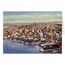 Seattle, Washington Birdseye 1940 Greeting Card
