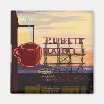 SeattlePike Place Market Sign and Water View Refrigerator Magnet