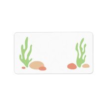 Seaweed and rocks, cute sea underwater cartoon custom address label