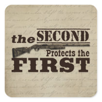 Second Amendment Protects First Amendment Square Stickers