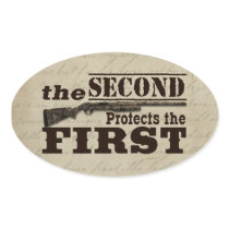 Second Amendment Protects First Amendment Oval Stickers