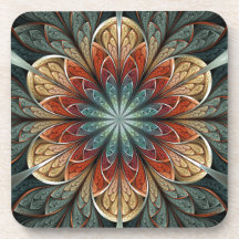 Secret Garden Abstract Fractal Art Drink Coasters