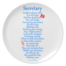 Secretary  Thank You Plates