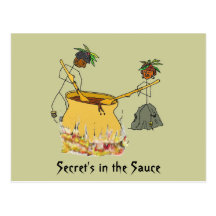Secret's in the Sauce-Stick Figure Chefs Postcards