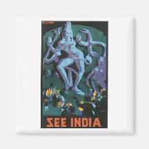 See India Vintage Travel Poster Magnets