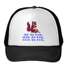 See no evil, hear no evil, date no evil mesh hats