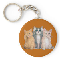 See No Hear No Speak No Evil Cats Keychain