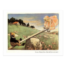See Saw, Margery Daw Nursery Rhyme - Postcard