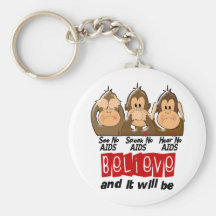 See Speak Hear No AIDS 3 Key Chain