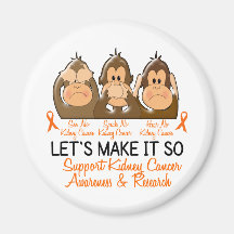 See Speak Hear No Kidney Cancer 2 Fridge Magnet