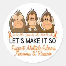See Speak Hear No Multiple Sclerosis MS 2 Stickers