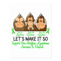 See Speak Hear No Non-Hodgkins Lymphoma 2 Post Cards
