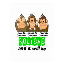 See Speak Hear No Non-Hodgkins Lymphoma 3 Postcard