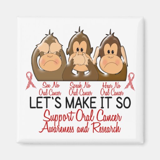 See Speak Hear No Oral Cancer 2 Refrigerator Magnets