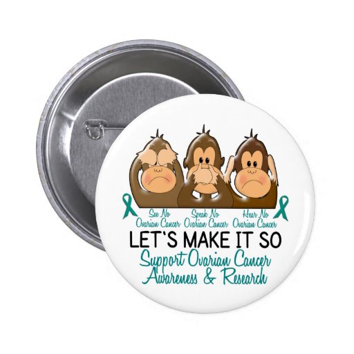 See Speak Hear No Ovarian Cancer 2 Pinback Buttons