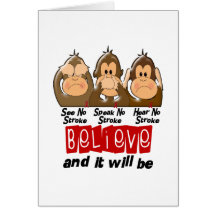 See Speak Hear No Stroke 3 Greeting Cards