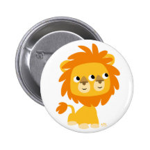 Seeing Double Cute Cartoon Lion Button Badge