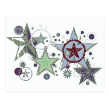 Seeing Stars, Blue Green, Postcard Template