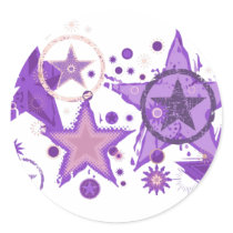 Seeing Stars, Purple Sky, Large Sticker Template