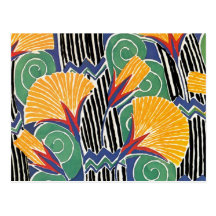 Seguy's Art Deco Golden Flowers - Postcard