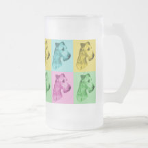 Seidel en verre irlandais terriers « pop-art " tasses