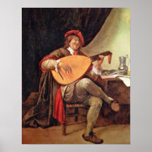 Self-Portrait as a violin player by Jan Steen Print