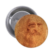 Self Portrait by Leonardo da Vinci, Renaissance Pinback Button