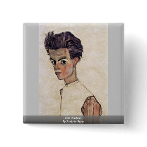 Self-Portrait By Schiele Egon Button