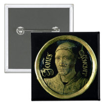 Self portrait medallion, c.1450 (enamel on copper) pinback button