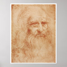 Self-Portrait, Red Chalk, Leonardo da Vinci, 1519 Print