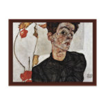 Self-Portrait With Fruit Lantern By Schiele Egon Postcards