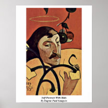 Self-Portrait With Halo By Eugene Paul Gauguin Posters