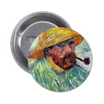 Self-Portrait With Straw Hat By Vincent Van Gogh Buttons