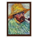 Self-Portrait With Straw Hat By Vincent Van Gogh Greeting Cards