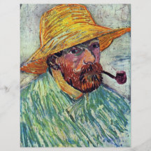 Self-Portrait With Straw Hat By Vincent Van Gogh Flyer Design