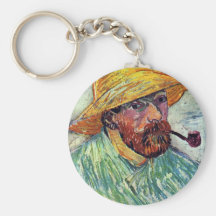 Self-Portrait With Straw Hat By Vincent Van Gogh Key Chains