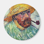 Self-Portrait With Straw Hat By Vincent Van Gogh Magnets