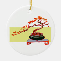 Semi Cascade Bonsai Fall Colours Graphic Image Christmas Ornament