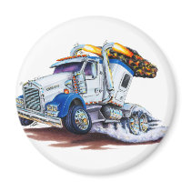Semi Truck with Sleepercab Refrigerator Magnet