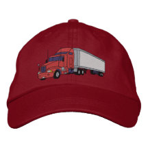 Semi with trailer embroidered baseball cap