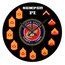 SEMPER FI Enlisted Marine Corps Wall Clock